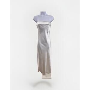 Realtix White backless Dress Party Wedding White Long Dress Size L